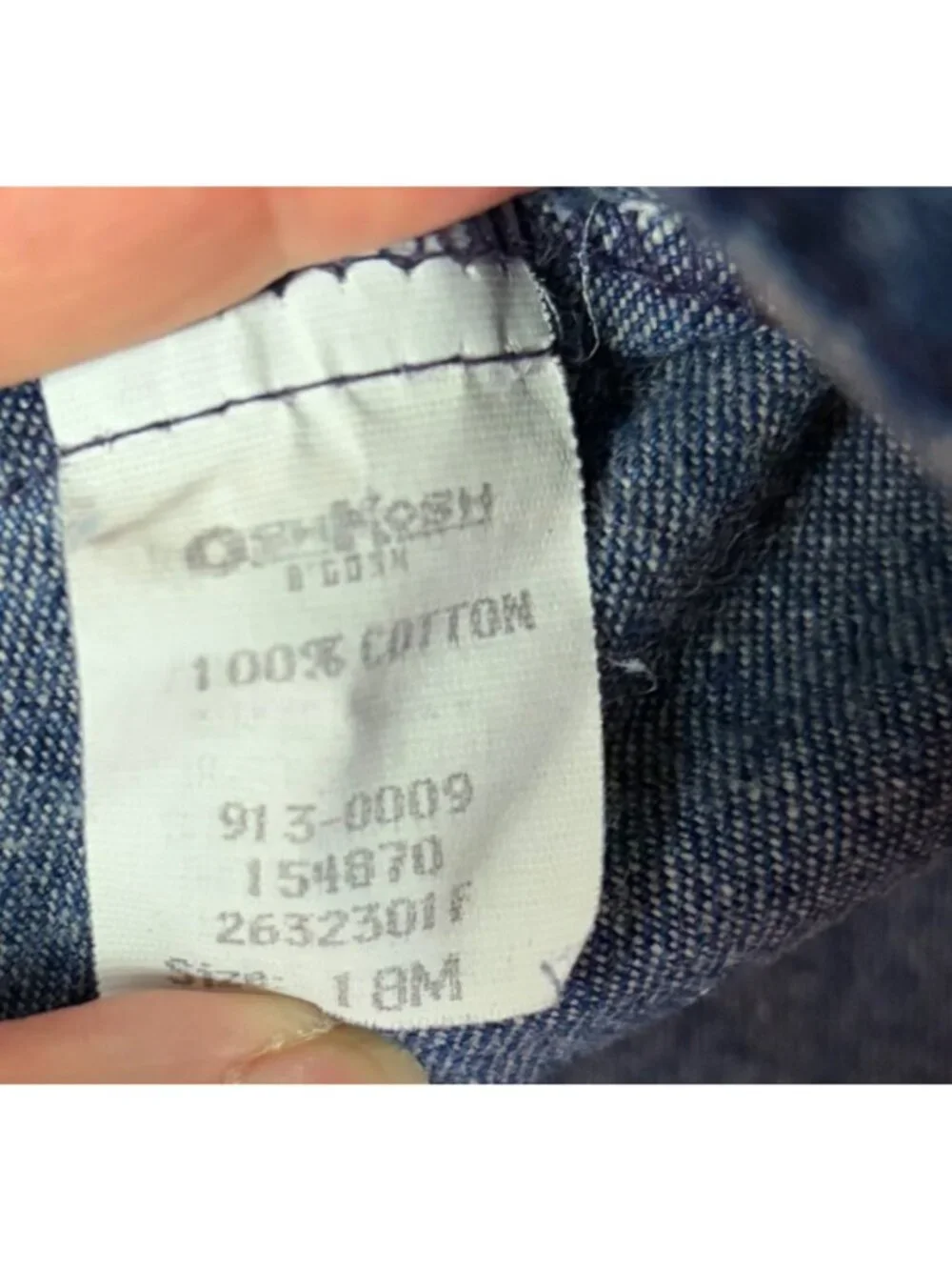 Vintage OshKosh BGosh Denim Overall Vestbak Dress 18 Month Plaid Accents